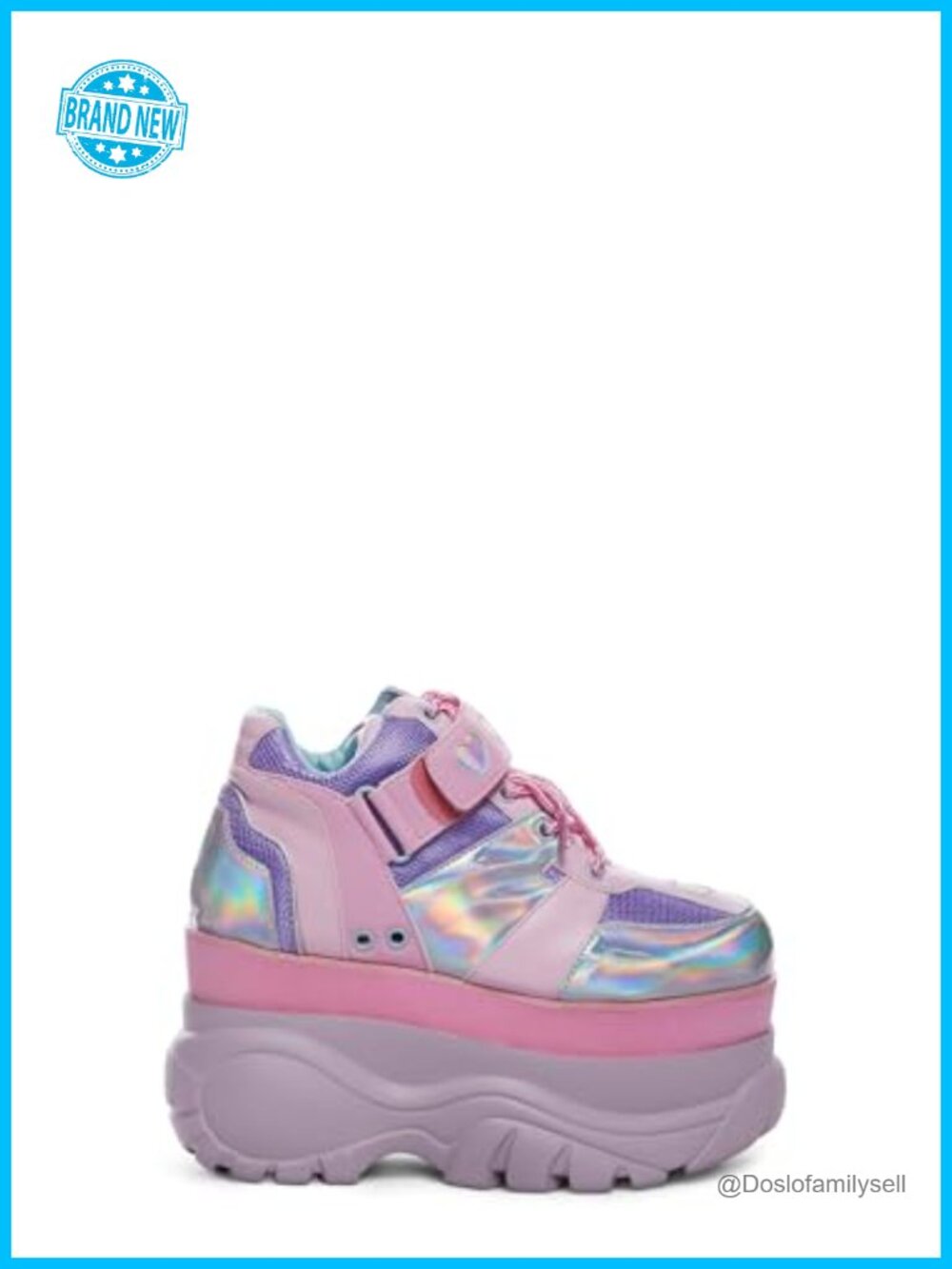 Dolls Kill Fairywalker Platform Sneakers Holographic Heart Strap